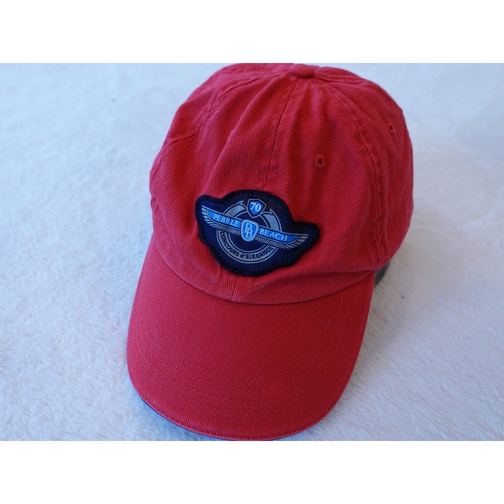 Vintage Pebble Beach Concours d'Elegance 'Volunteer' Strapback Hat Red Golf Cap